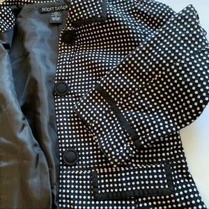 SCOTT TAYLOR Polka dot cotton tailored jacket 3/4 sleeve neutral summer fall